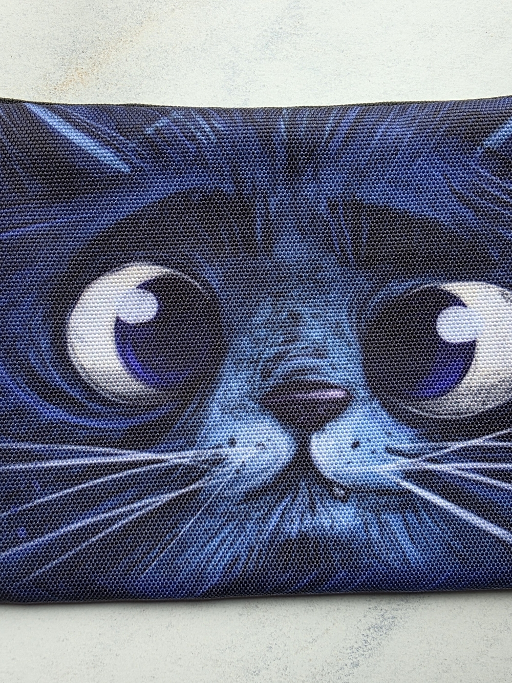 Blue Cat Face Pet Mat - Decorative Cat Design